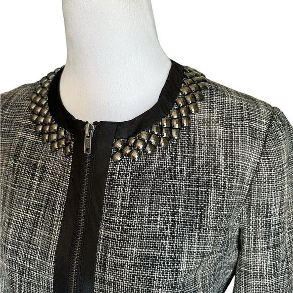 H&M Cropped Black White Blazer Size 8 - Picture 3 of 17